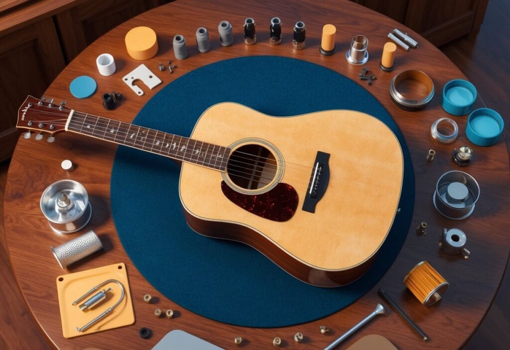 Komponenter och material för akustiska gitarrer